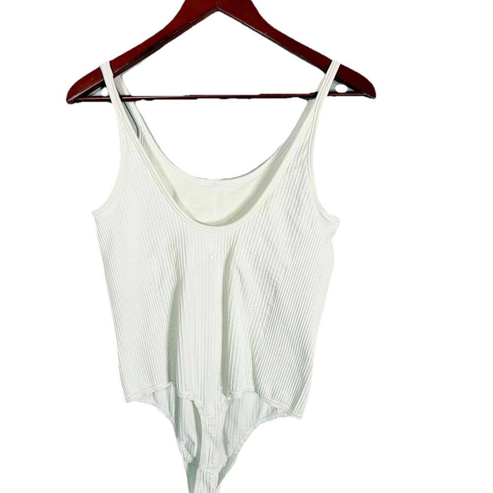 Lululemon Women’s US6 Ebb To The Street Ribbed Ivory Thong Bodysuit Built In Bra - Picture 7 of 9